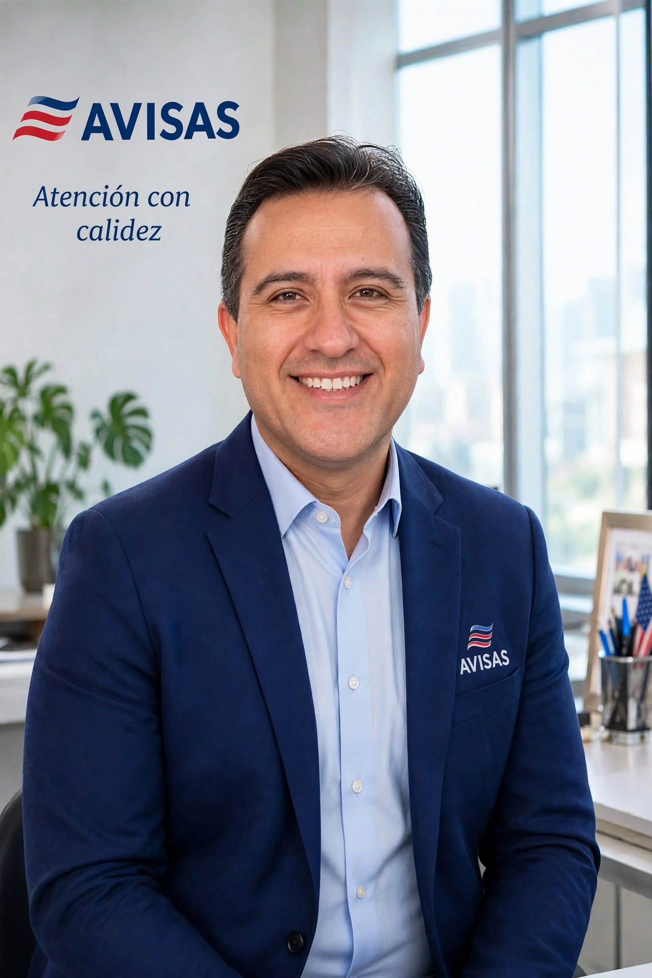 Integrante del equipo de Avisas Carlos en su oficina.